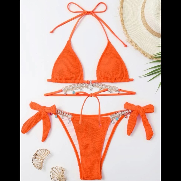 Textured Rhinestone Triangle Bikini - Picture 2 of 3